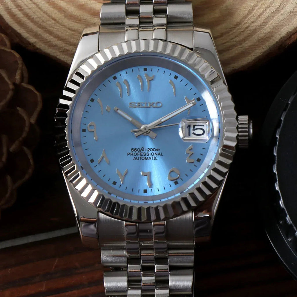 Seiko Mod Datejust arabic bleu glace ÆLL Atelier