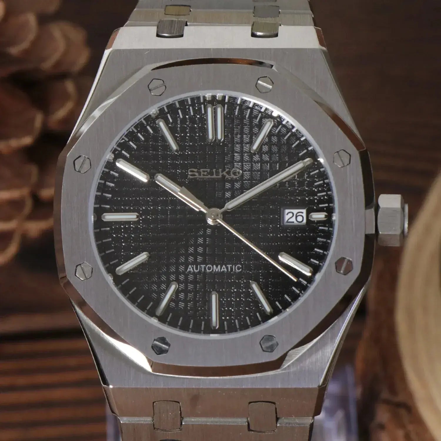 Seiko Mod Royal Oak noir ÆLL Atelier