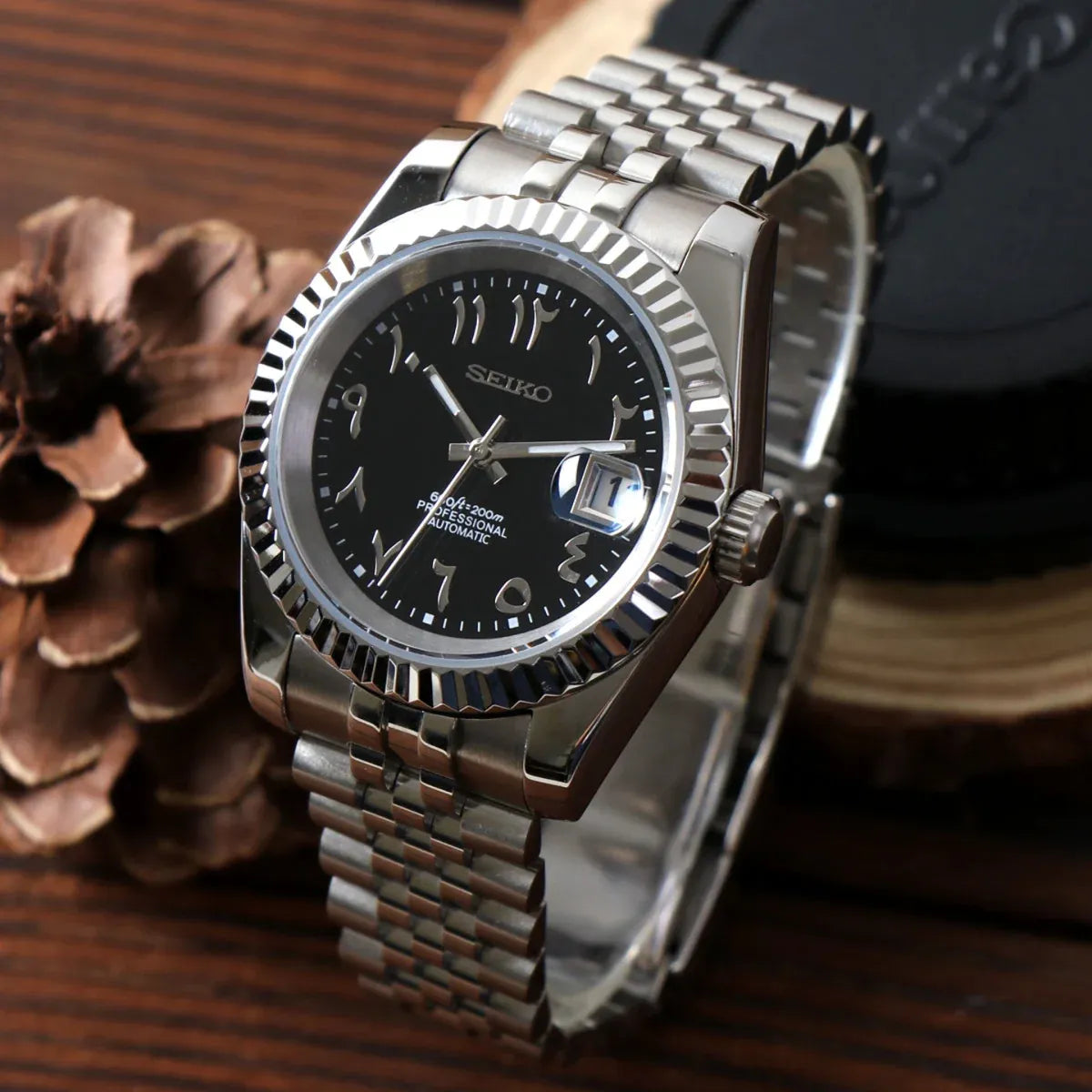 Seiko Mod Datejust arabic noir ÆLL Atelier