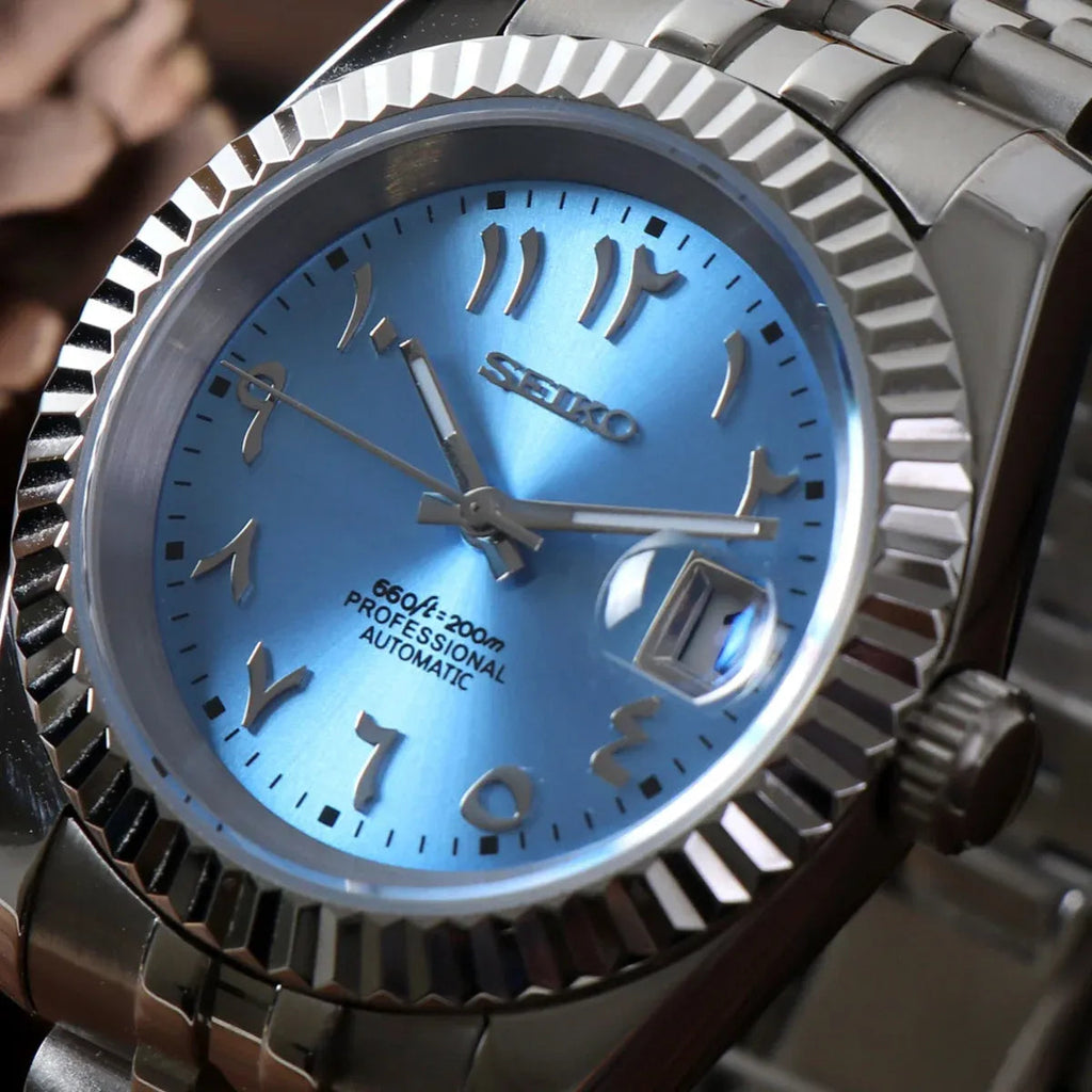 Seiko Mod Datejust arabic bleu glace ÆLL Atelier