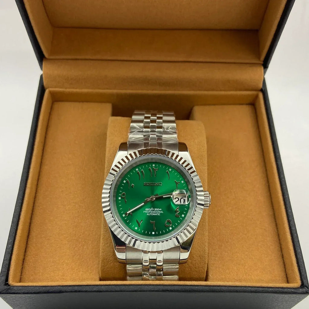 Seiko Mod Datejust arabic vert ÆLL Atelier