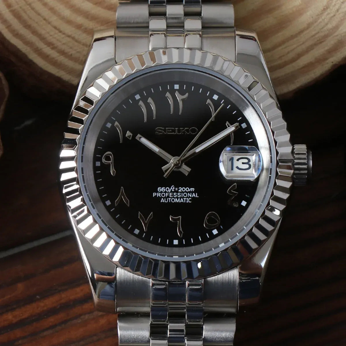 Seiko Mod Datejust arabic noir ÆLL Atelier