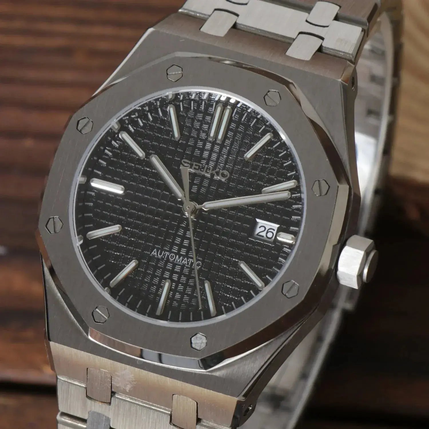 Seiko Mod Royal Oak noir ÆLL Atelier